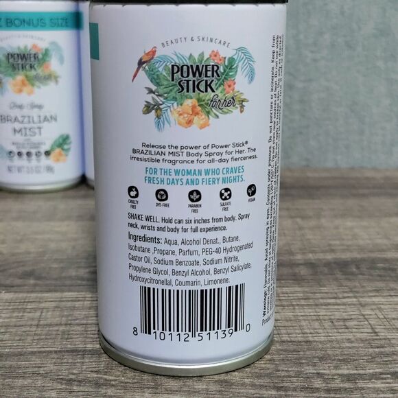 4 Pack Power Stick Brazilian Mist Body Spray Pistachio & Salted Caramel 3.5 Oz - Picture 4 of 7